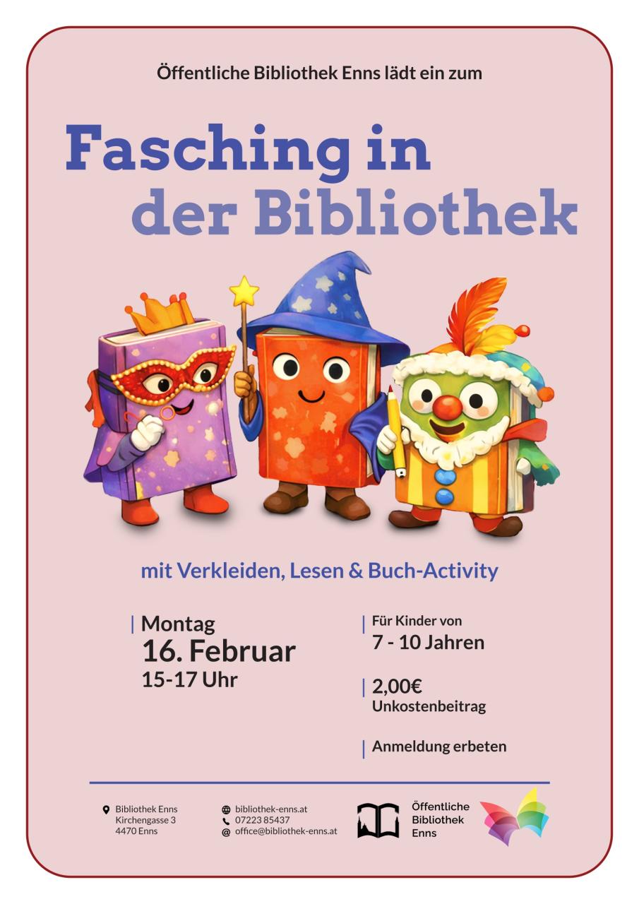 Plakat Fasching in der Bibliothek