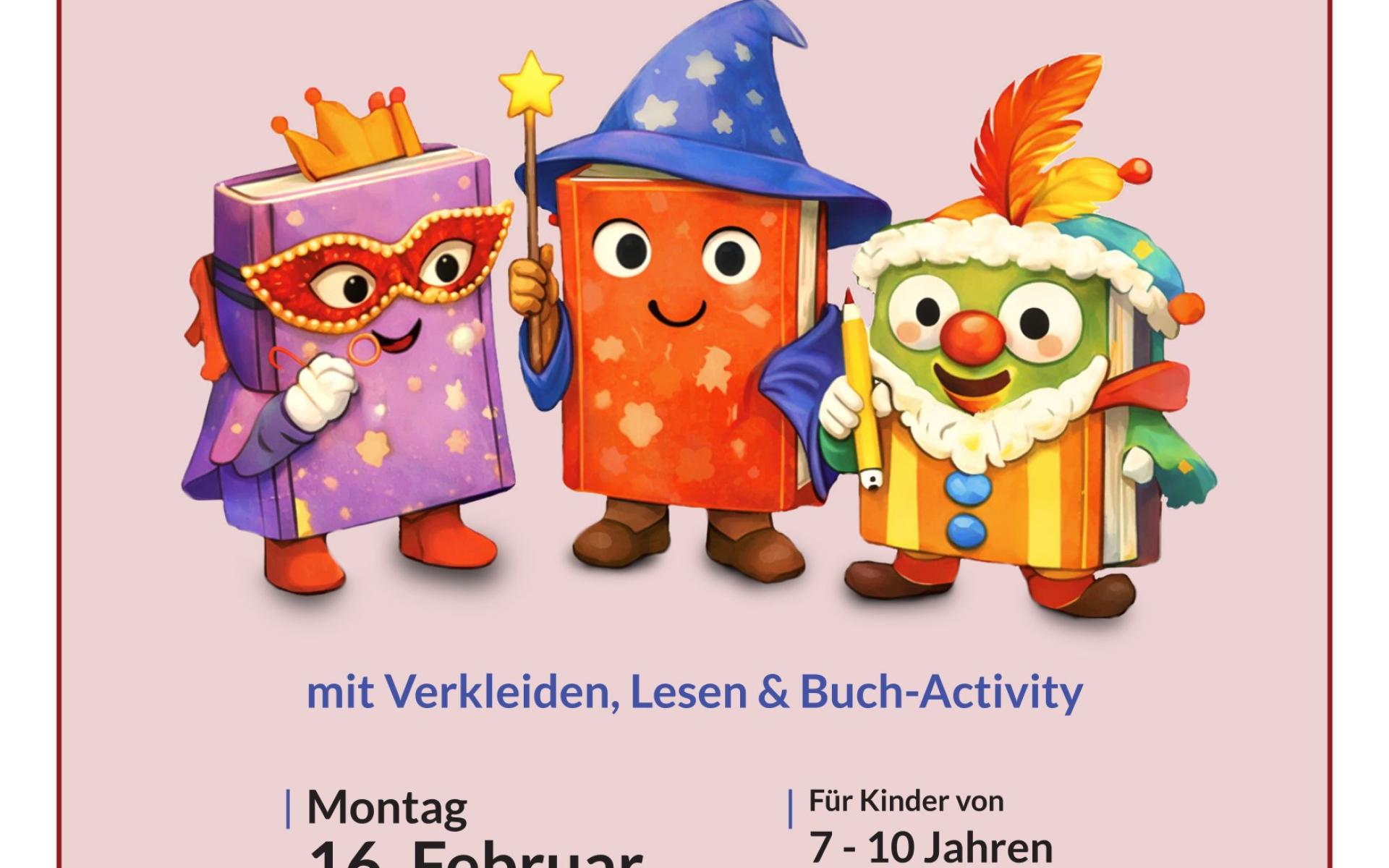 Plakat Fasching in der Bibliothek