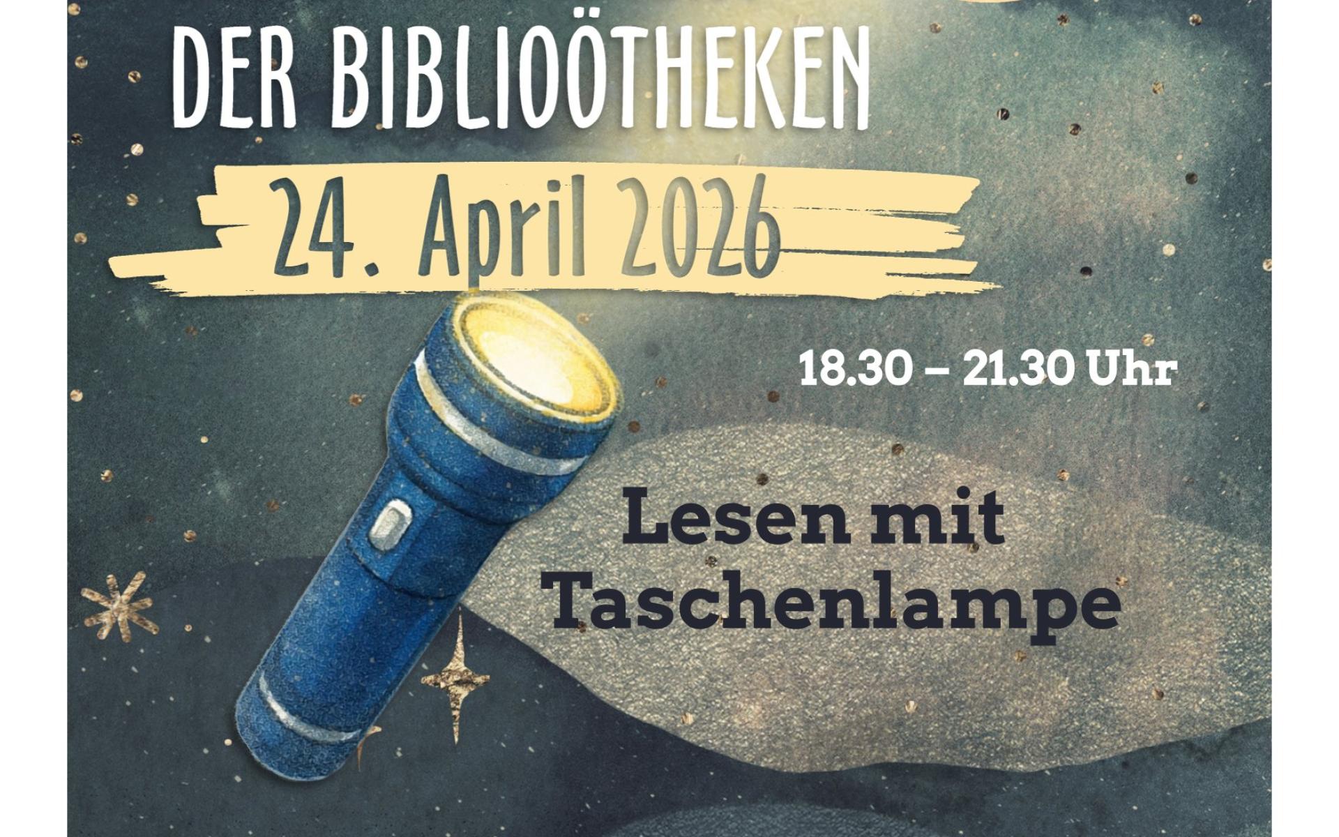 Plakat Lange Nacht mit Lesen bei Taschenlampe-Schein