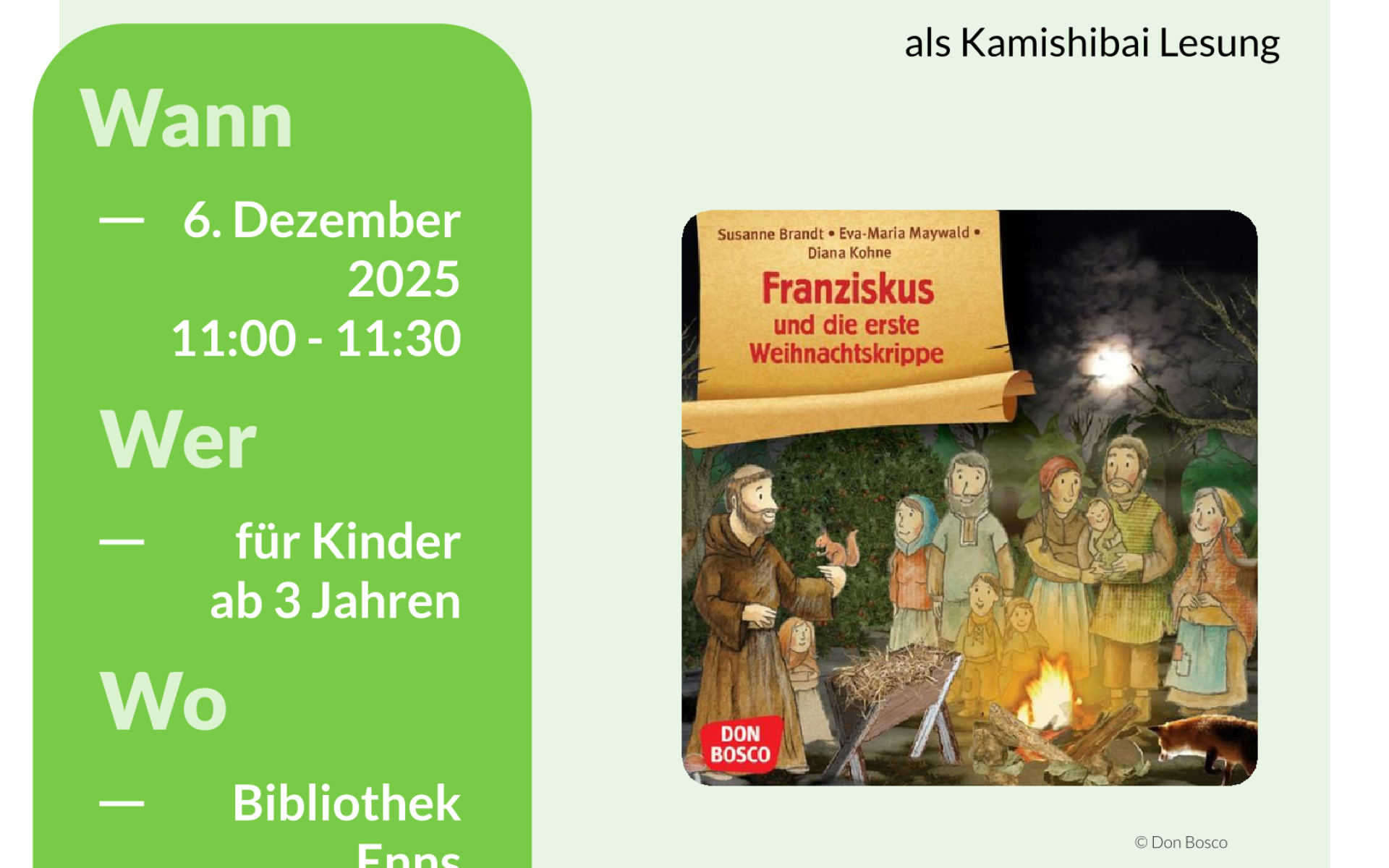 Plakat Dezember Weihnachtskrippe Kamishibai